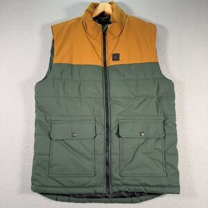 Rip Curl Anti Series Puffer Vest Mens XL‎ Green Brown Surf Mockneck Outdoor